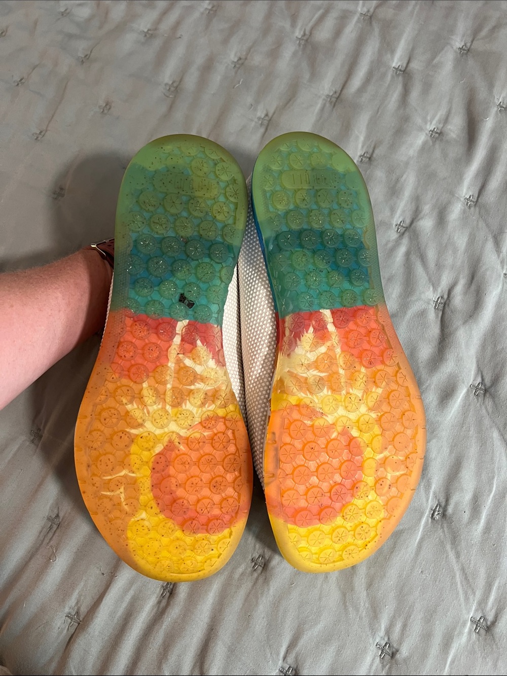 NOBULL Off-White Knit Trainers with Rainbow Accent Sole - Picture 6 of 8